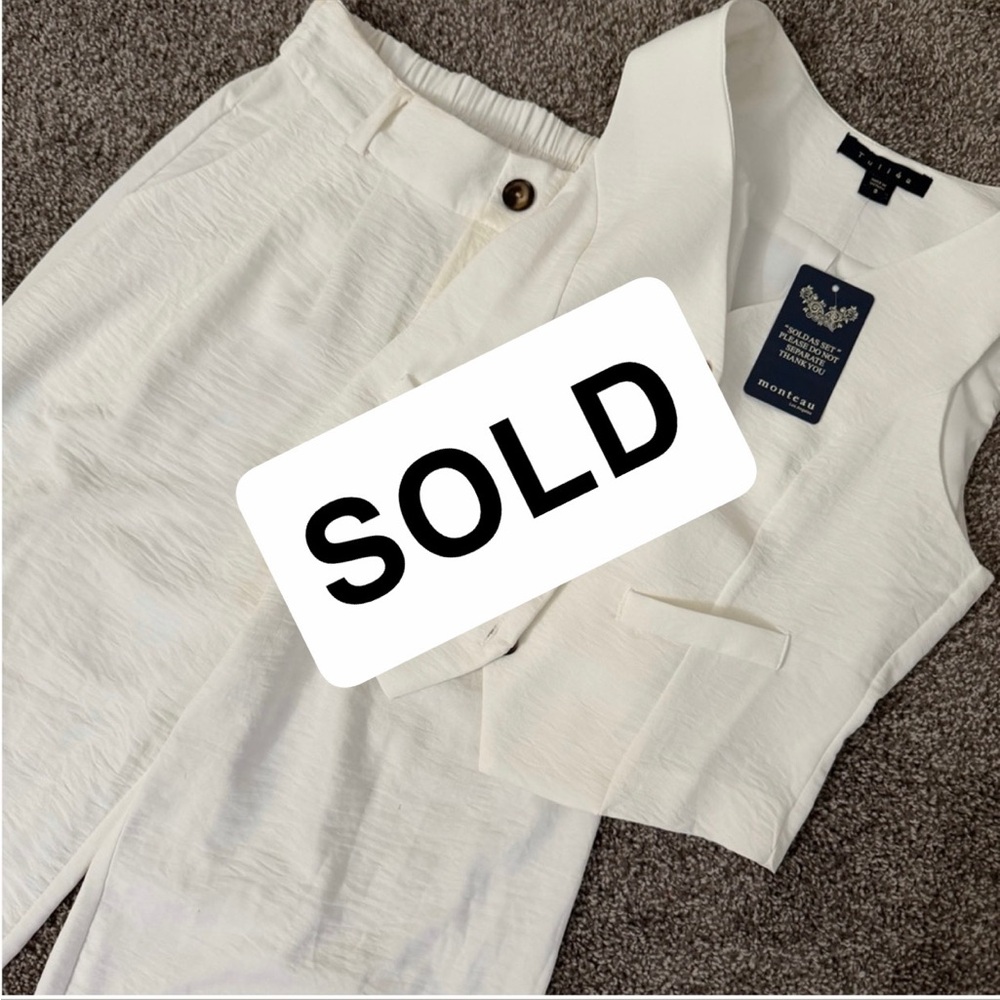 Monteau Cream Vest and Pants Set- SOLD